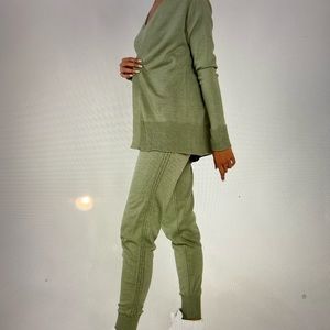 Wool blend open cardigan set